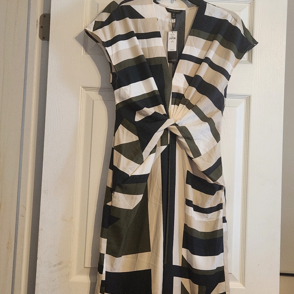 Banana Republic Multi-color Midi Dress with Flutter Cap Sleeves